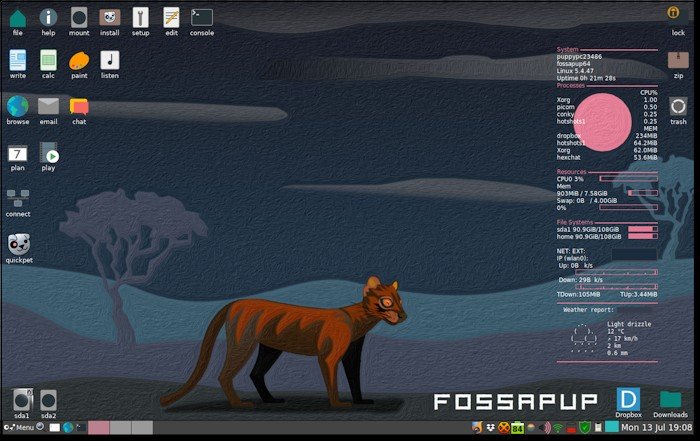 Screenshot of FossaPup64 9.5